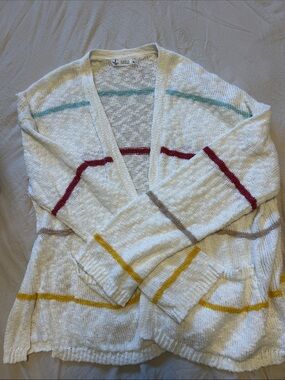 Carve Designs Women’s Cozy Striped Open-Front Cardigan Sweater - White